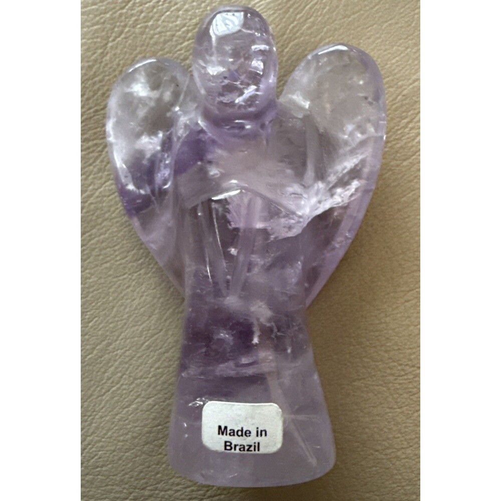 Amethyst Natural Healing Hand-Carved Guardian Angel Made In Brazil 3 inches